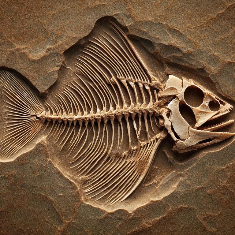 Poisson fossilisé préservé dans la roche sédimentaire